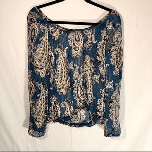 Lucky Brand Sheer Long Sleeve Blouse Size M